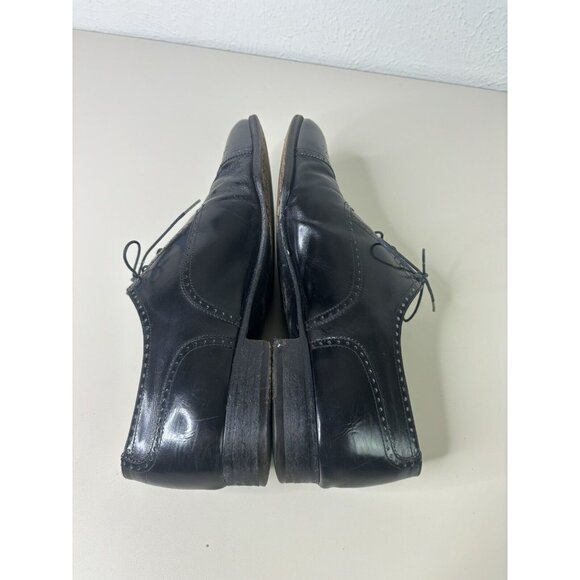 Salvatore Ferragamo Men 10 D Black Leather Wingtip Lace-Up Oxford Dress Shoe GUC main image 5